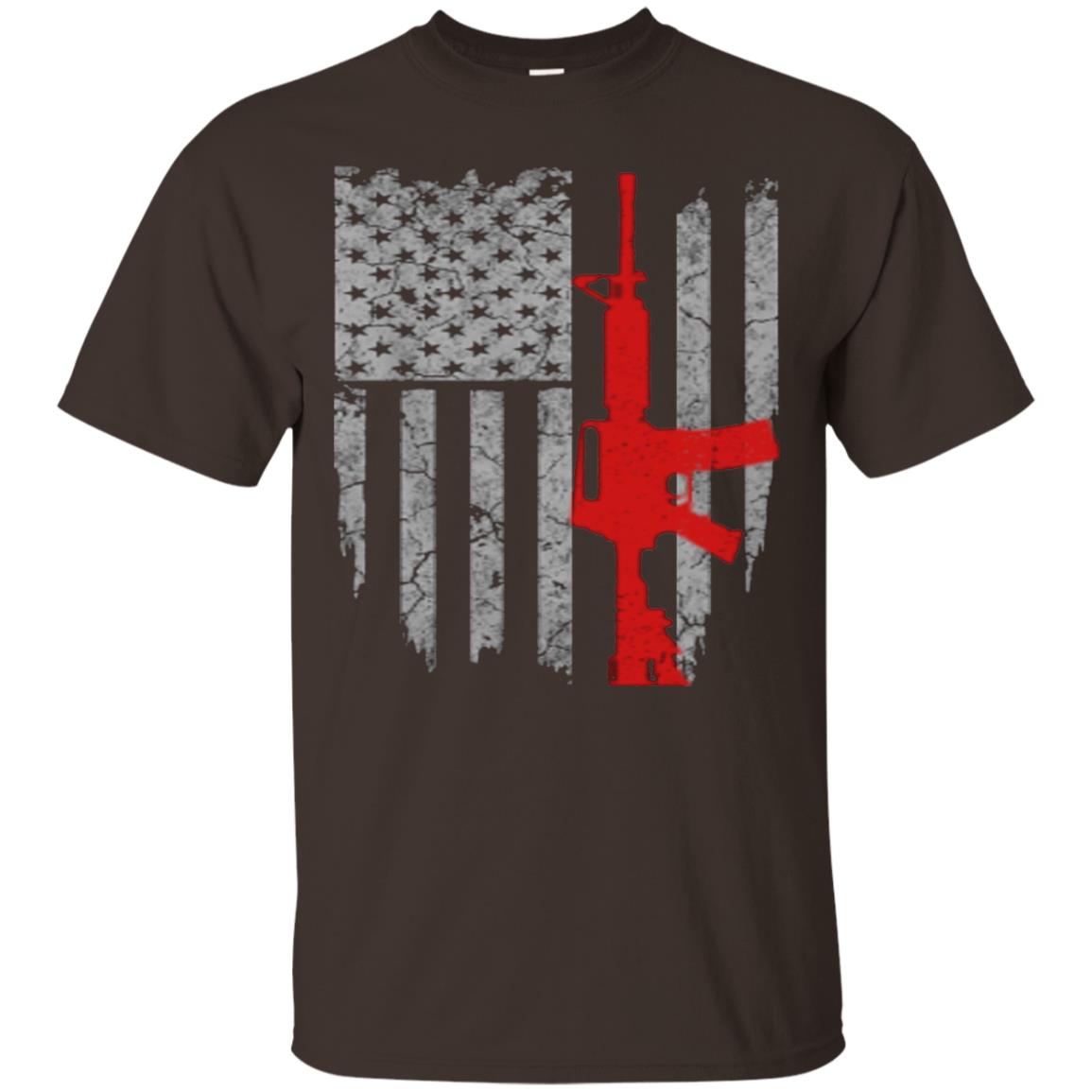 Hunting Lover T-shirt Gun Usa Flag Dark Chocolate