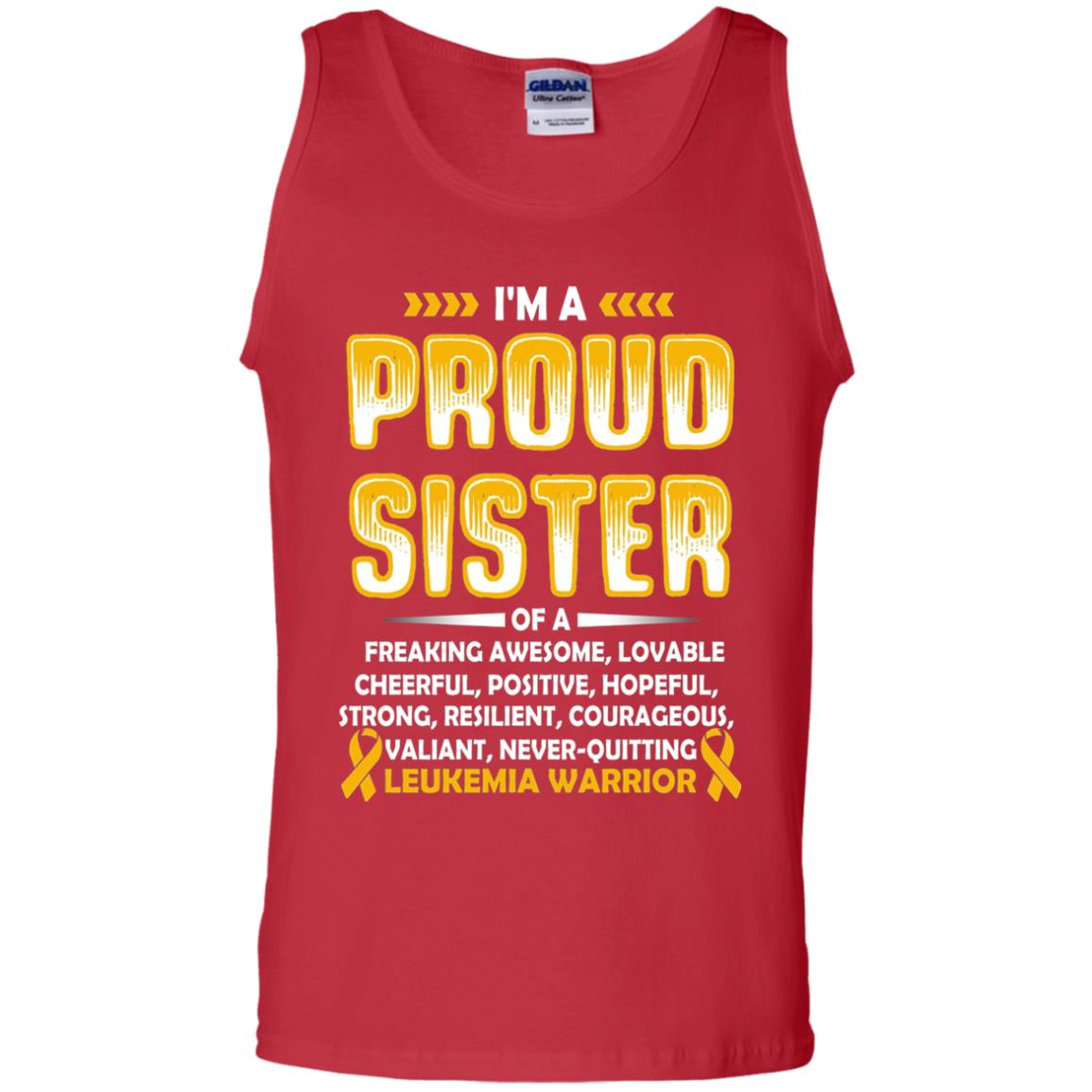 Leukemia Warrior Cancer T-shirt I_m A Proud Sister Of Leukemia Warrior Red