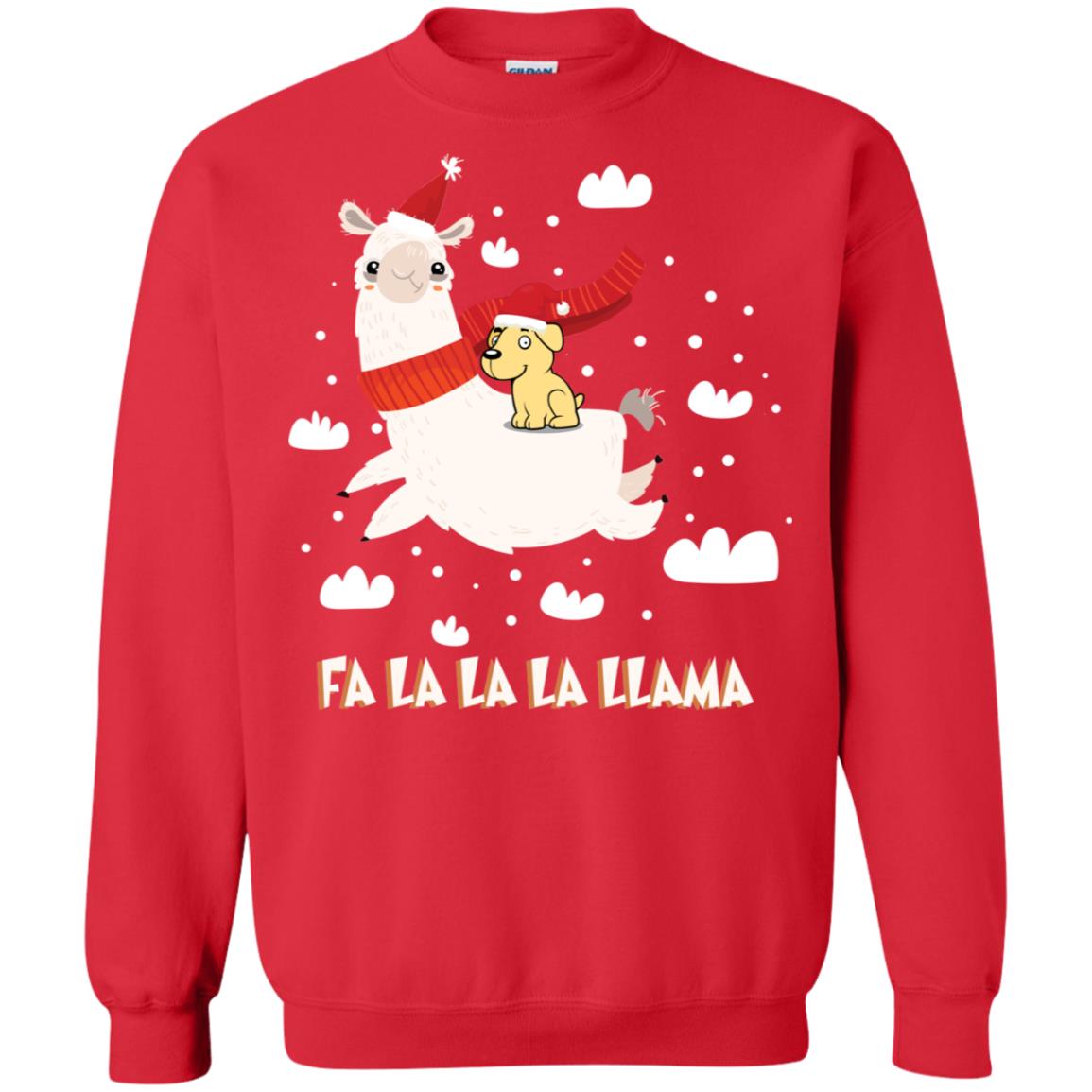 Fa La La La Llama With Labrador X-mas Gift Shirt Red