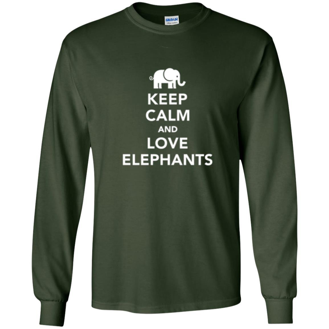 Elephant Lover T-shirt Keep Calm And Love Elephants T-shirt Forest Green