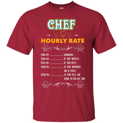 Chef Hourly Rate Cooking Cooker Gift Shirt Cardinal