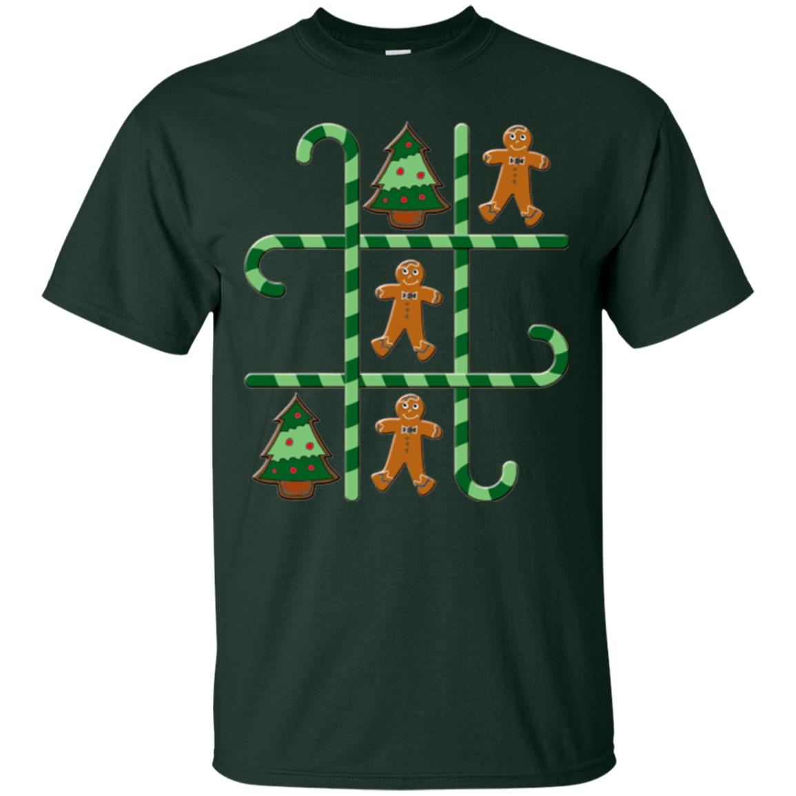 Christmas T-shirt Tic Tac Toe Board Game Forest Green