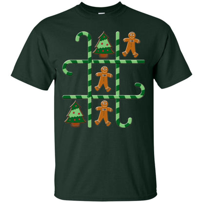 Christmas T-shirt Tic Tac Toe Board Game Forest Green