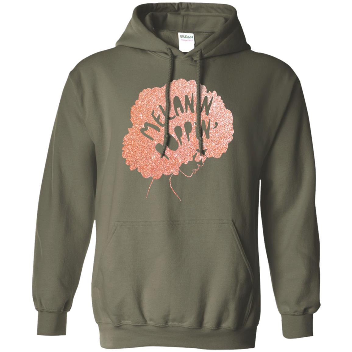 Melanin Poppin Black Beauty African Pride Rose Gold T-shirt Military Green