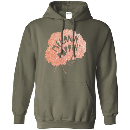 Melanin Poppin Black Beauty African Pride Rose Gold T-shirt Military Green