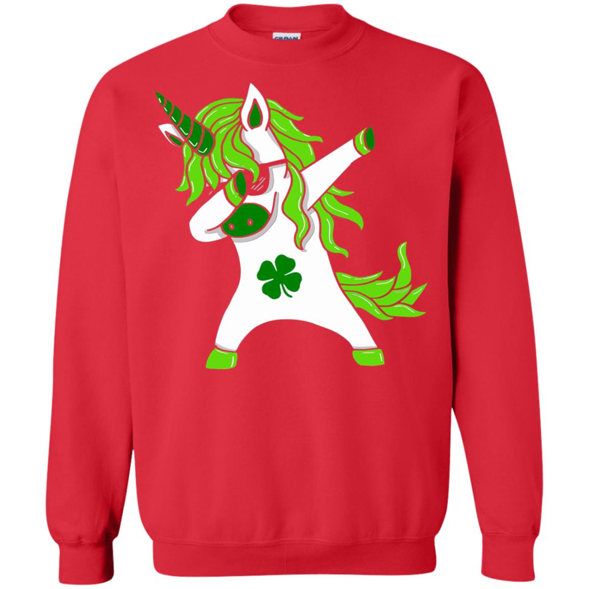Dabbing Unicorn St Patricks Day Lepricorn T-shirt Red