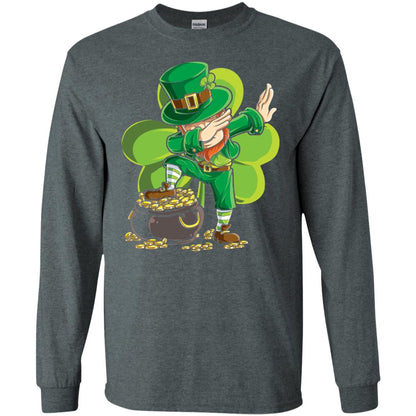 Dabbing Leprechaun St Patricks Day T-shirt Dark Heather
