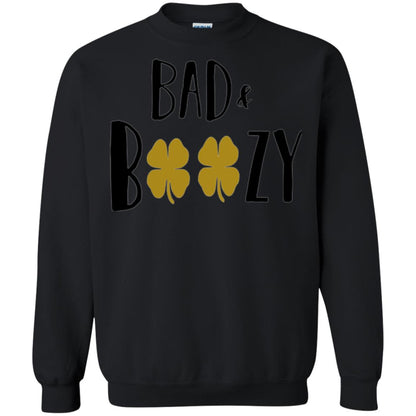 Bad And Boozy Funny Saint Patrick Day Drinking T-shirt Black