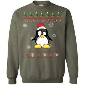 Penguin With Santa Hat Merry X-mas Ugly Christmas Gift Shirt For Mens Womens KidsG180 Gildan Crewneck Pullover Sweatshirt 8 oz.