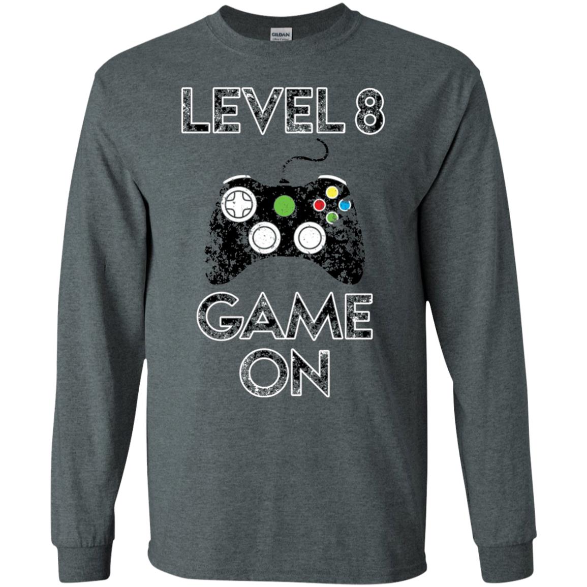Level 8 Game On 8th Birthday Gift T-shirt Dark Heather
