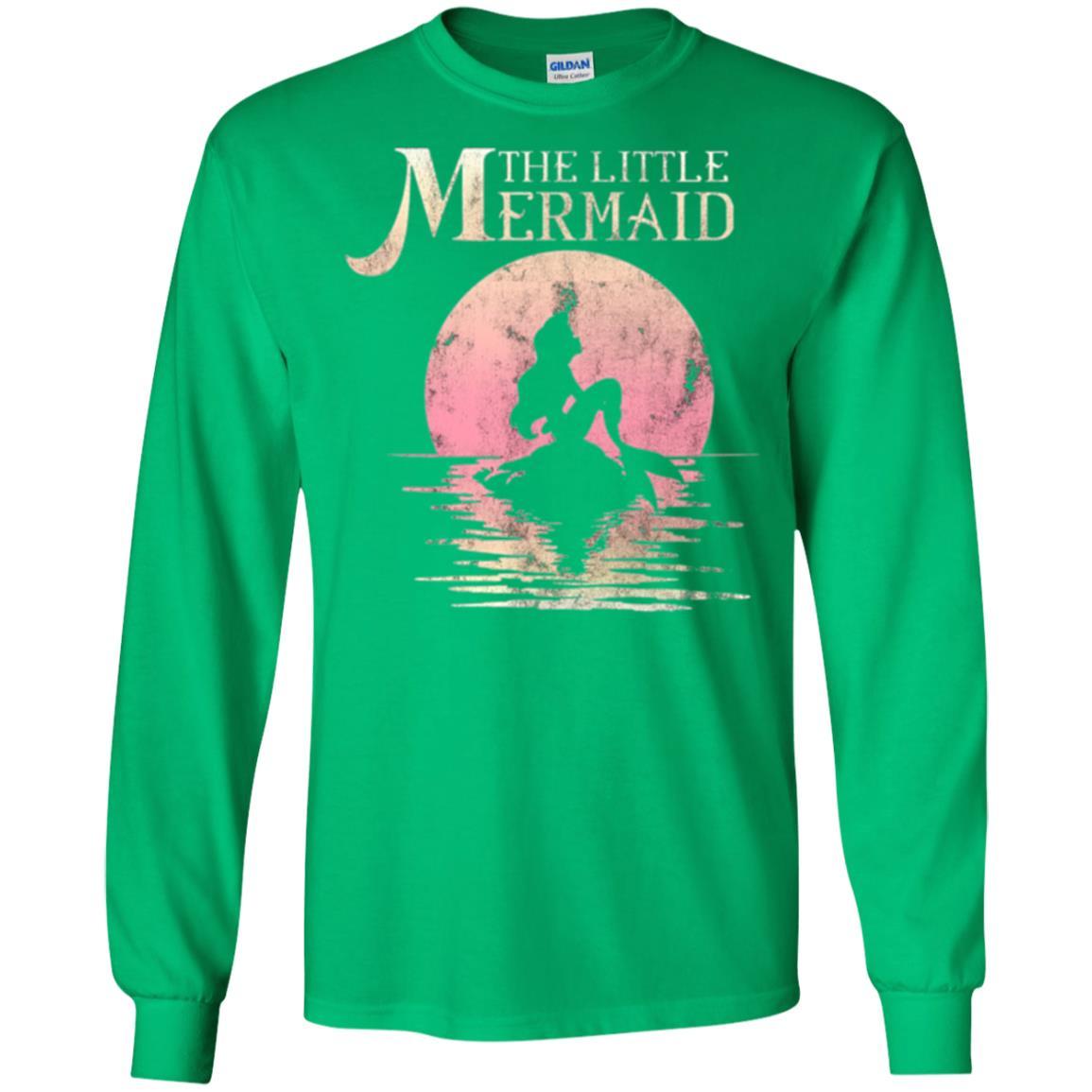Cartoon T-shirt The Little Mermaid Ariel Rock Moon Silhouette Irish Green