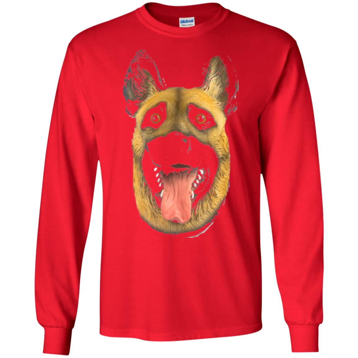 Dog Lover T-shirt Creepy Dog Head T-shirt Red