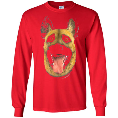 Dog Lover T-shirt Creepy Dog Head T-shirt Red