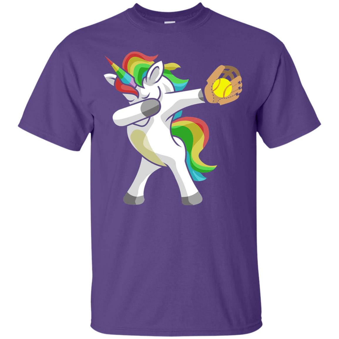 Dabbing Unicorn Softball T-shirt Funny Dabbing Purple