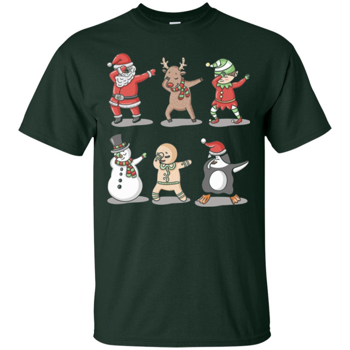 Christmas T-shirt Dabbing Santa Ugly Sweater Forest Green
