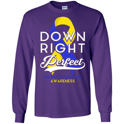 Down Right Perfect Down Syndrome Awareness T-shirt Purple