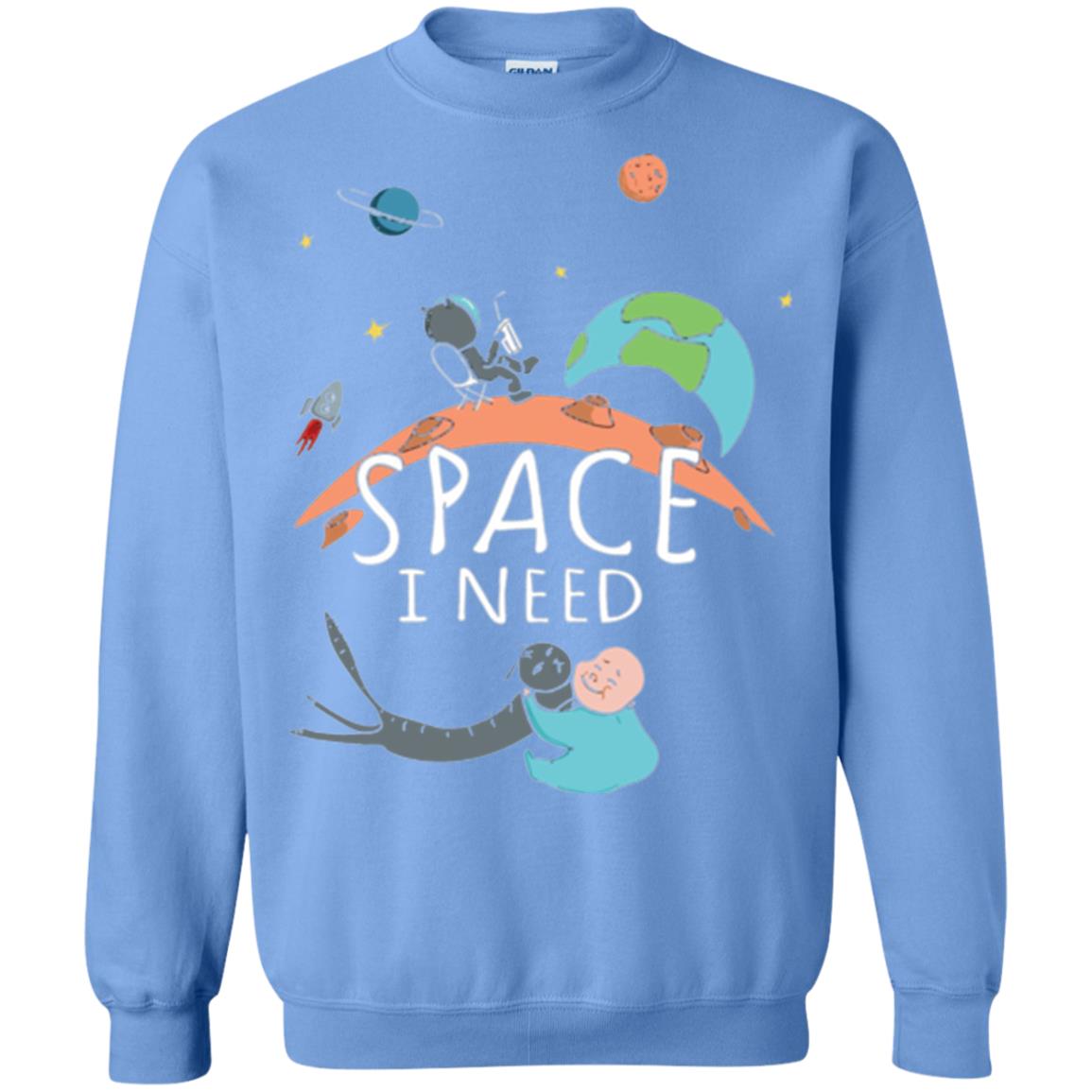 Funny Astronaut Universe Pun T-shirt I Need Space Carolina Blue