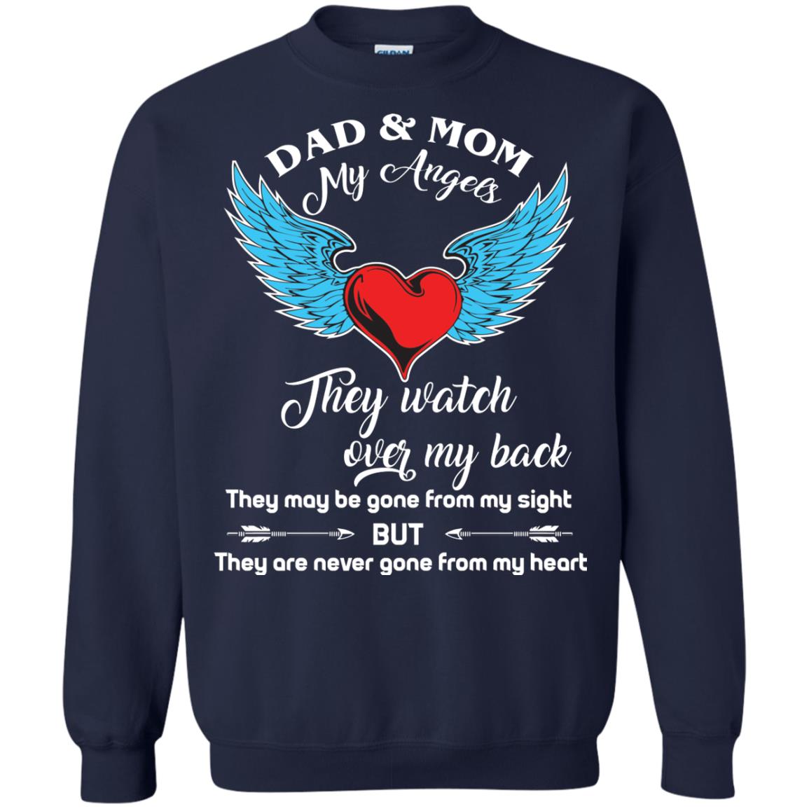 Dad And Mom My Angels They Watch Over My Back Family T-shirt Navy