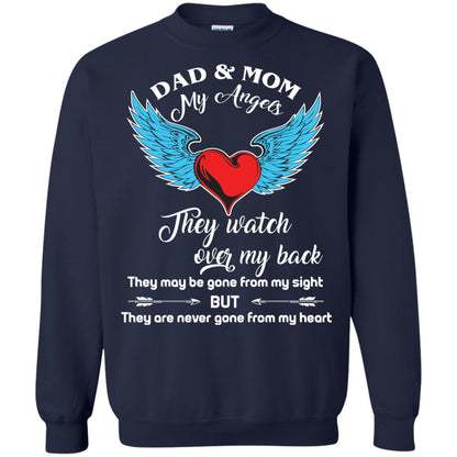 Dad And Mom My Angels They Watch Over My Back Family T-shirt Navy