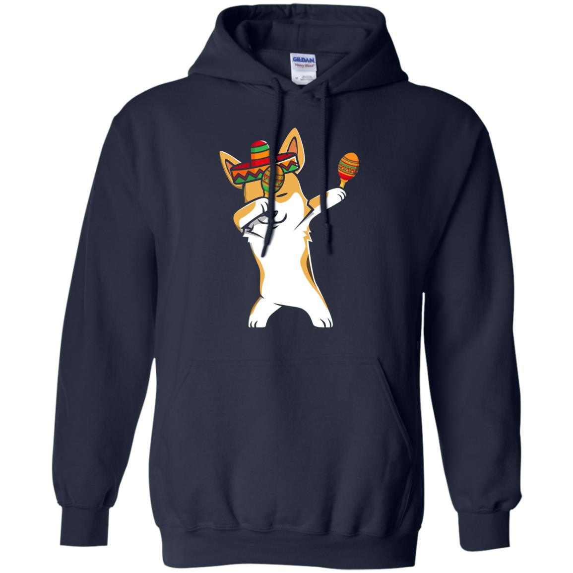 Dabbing Corgi Funny Cinco De Mayo T-shirt Navy