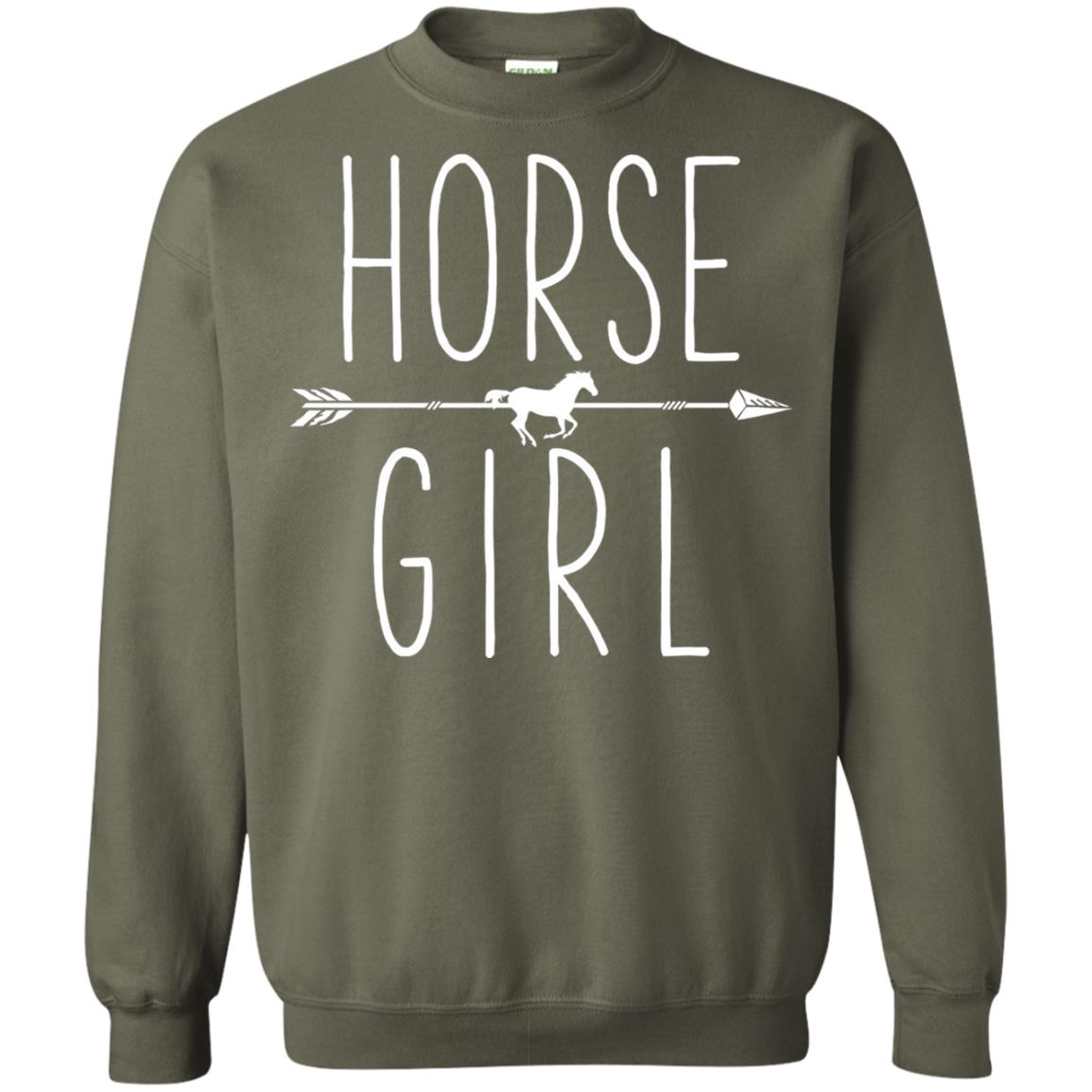 Horse Girl T-shirt I Love My Horses Racing Riding Military Green