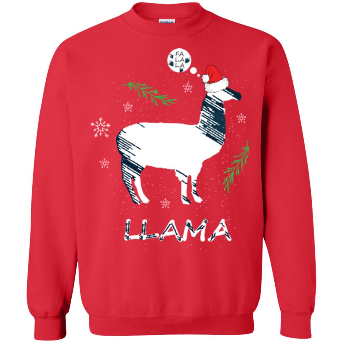 Christmas T-shirt Fa La La La Llama T-shirt Red