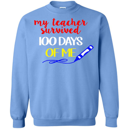 Student T-shirt My Teacher Survived 100 Days Of Me Carolina Blue