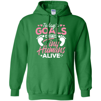 Mommy T-shirt Today_s Goal Keep The Tiny Humans Alive Irish Green