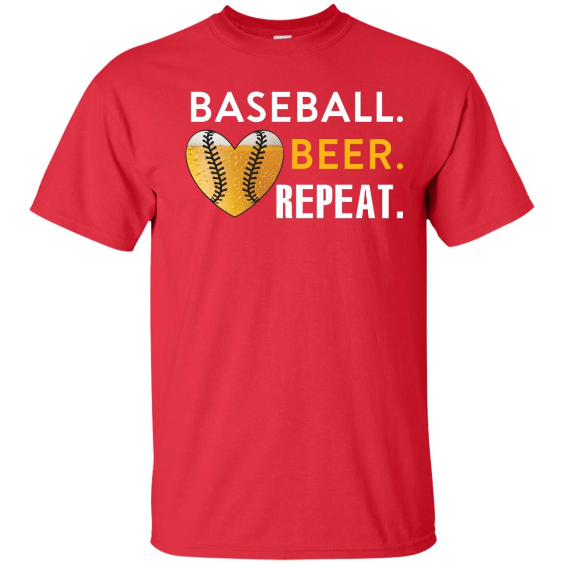 Baseball Lover T-shirt Beer Repeat Red