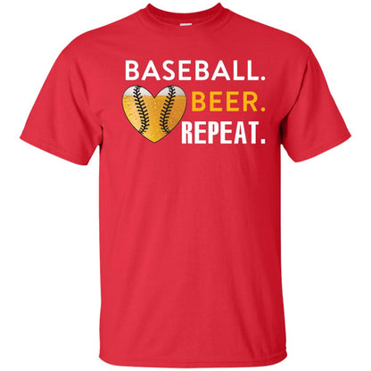 Baseball Lover T-shirt Beer Repeat Red