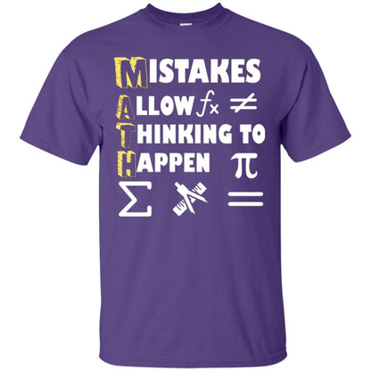 Math Lover T-shirt Mistakes Allow Thinking To Happen Purple