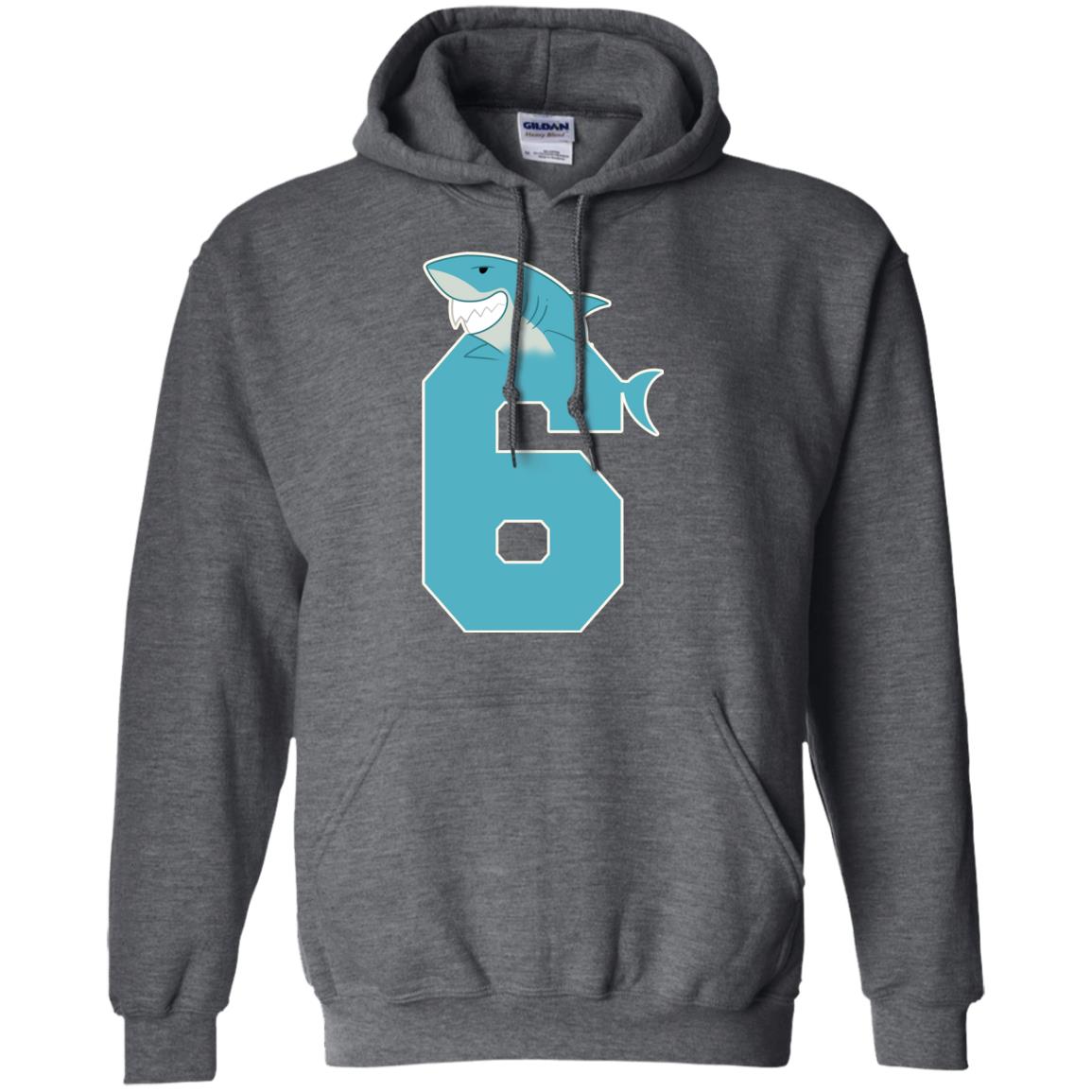 6th Birthday Shark Party Shirt Dark Heather