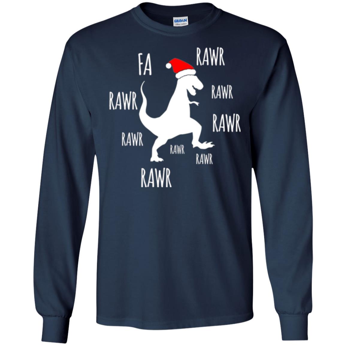 Christmas T-shirt Fa Rawr Rawr Funny T-rex Dinosaur Navy