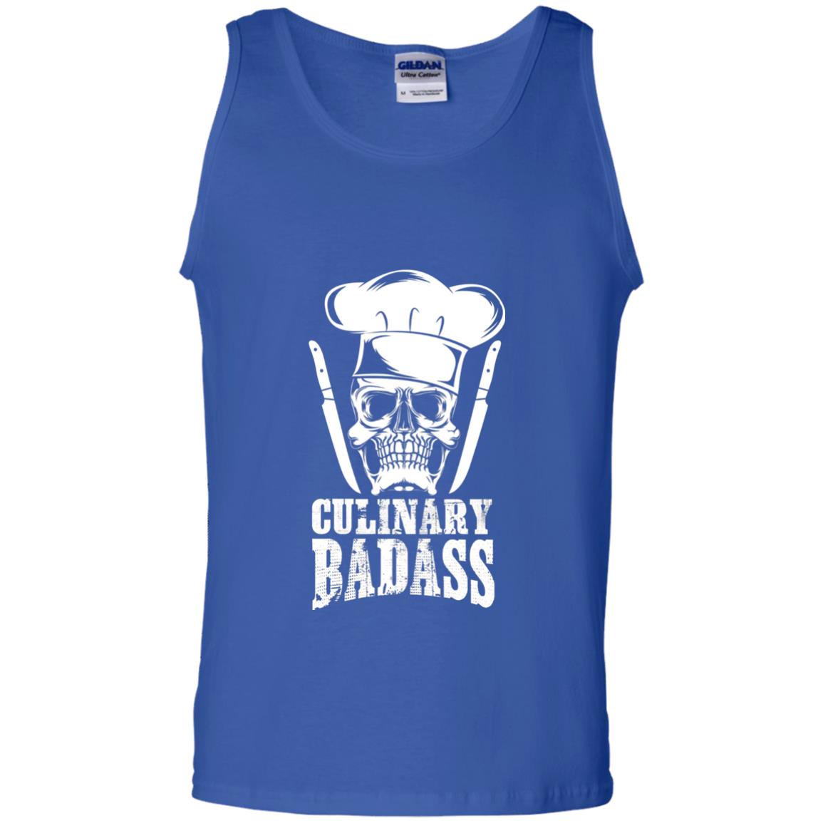 Culinary Badass Funny Chef Skull Knifes Cooking Tshirt Royal