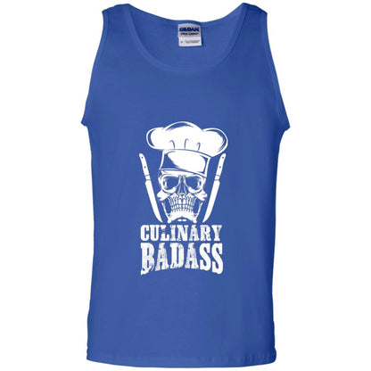 Culinary Badass Funny Chef Skull Knifes Cooking Tshirt Royal