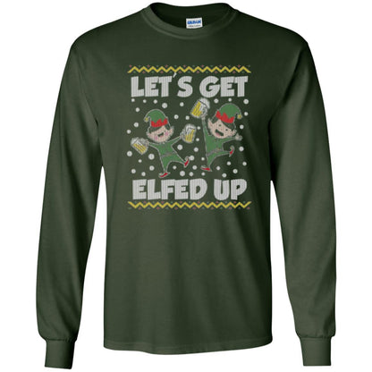 Christmas T-shirt Let's Get Elfed Up Forest Green