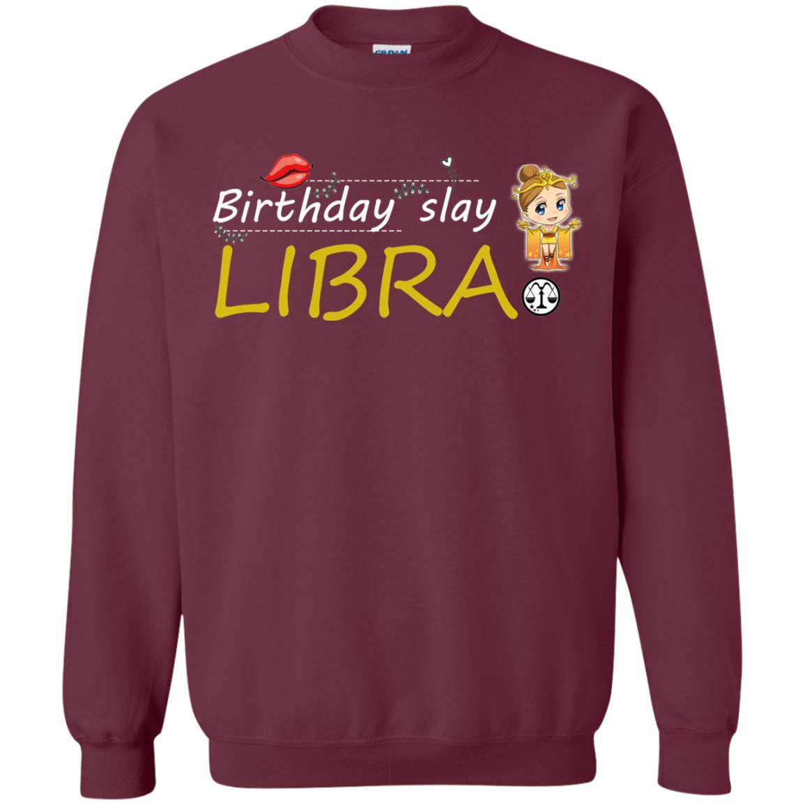 Cute Libra Girl Birthday Lip Slay T-shirt Maroon