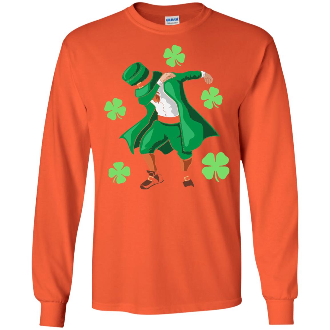 Funny Dabbing Leprechaun St. Patricks Day T-shirt Orange
