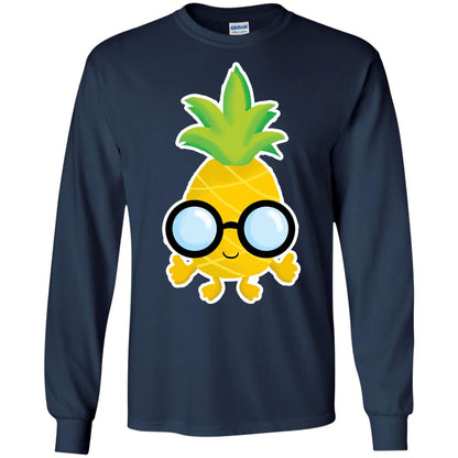 Funny Pineapple With Glasses For Boys Mens Shirt Navy