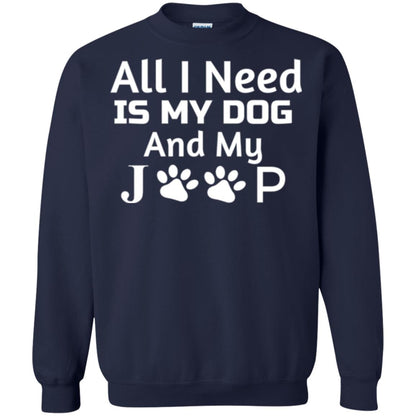 Dogs Lover T-shirt All I Need Is My Dog And My Jeep Navy
