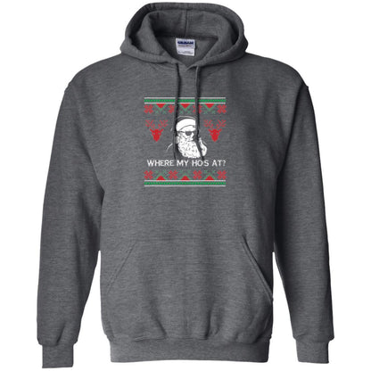 Christmas T-shirt Santa Claus Where My Hos At T-shirt Dark Heather