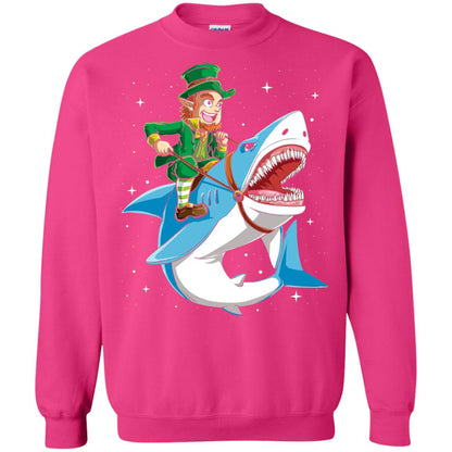 Leprechaun Riding Shark St Patricks Day T-shirt Heliconia