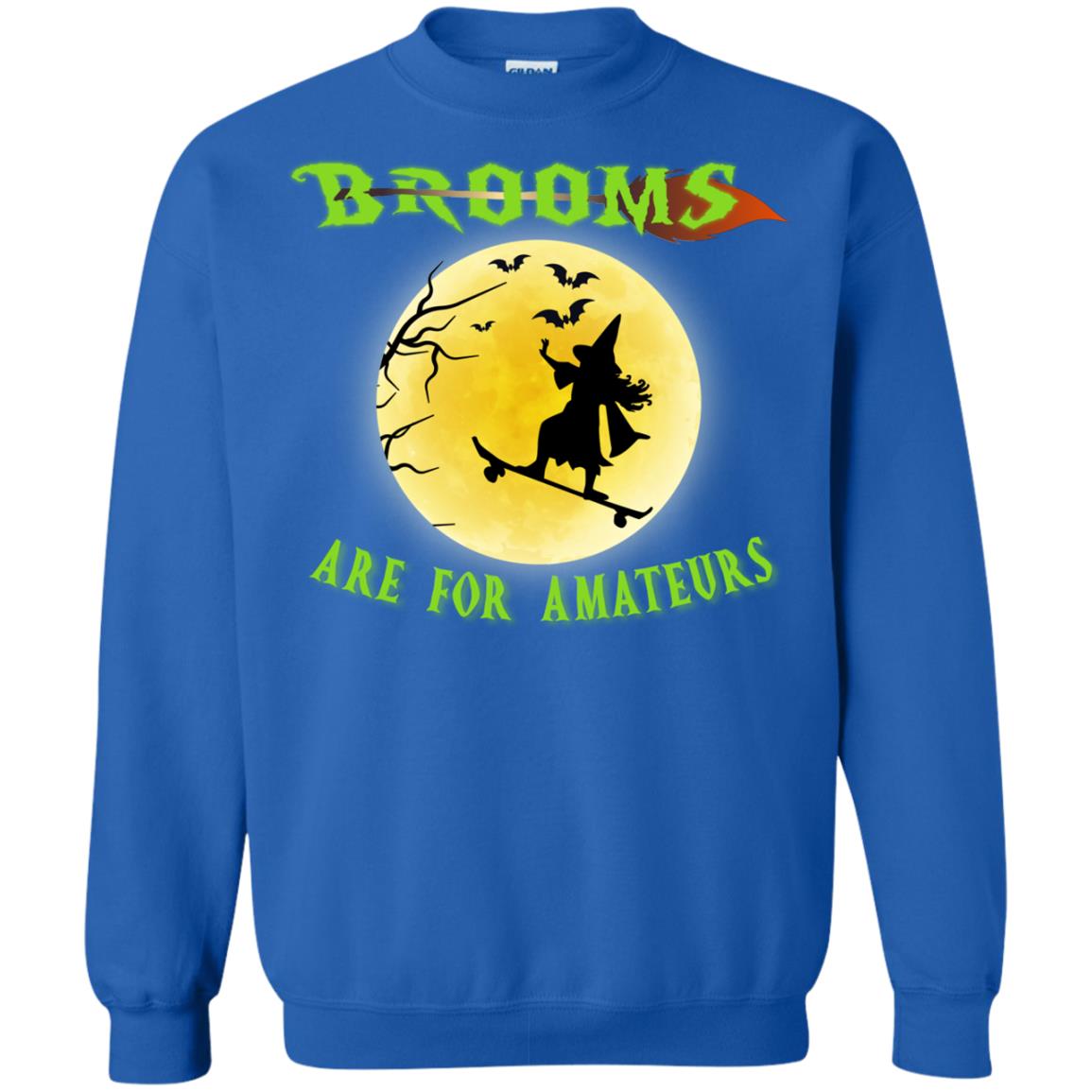Brooms Are For Amateurs Witches Ride Skateboard Funny Halloween Shirt Royal