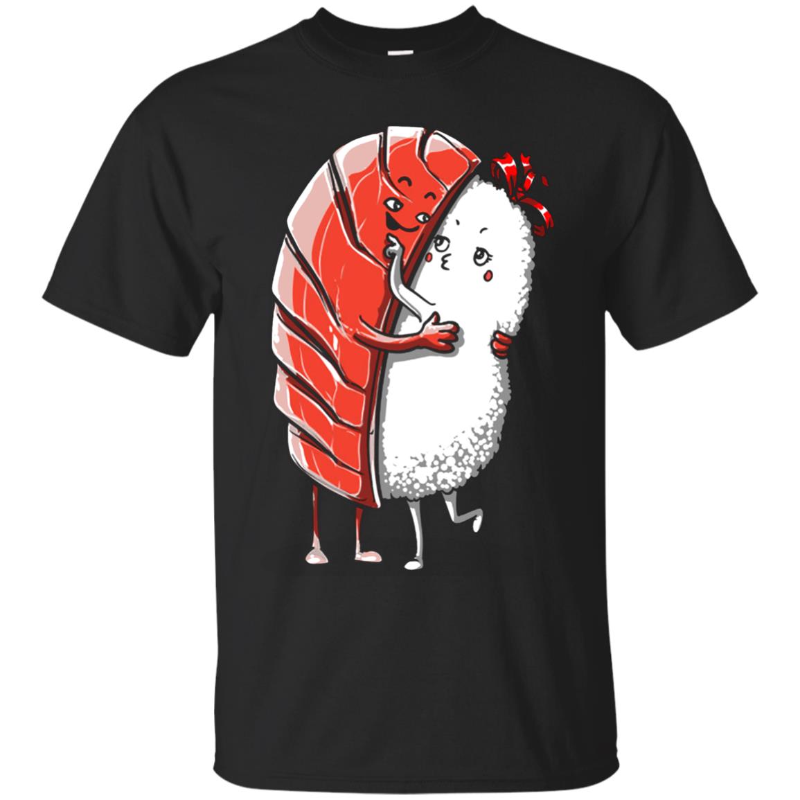 Sushi Lover T-shirt Salmon Sashimi Sushi Hug Love Black