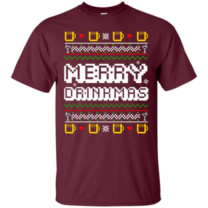 Merry Drinkmas X-mas Gift Shirt For Drinking Lovers Maroon