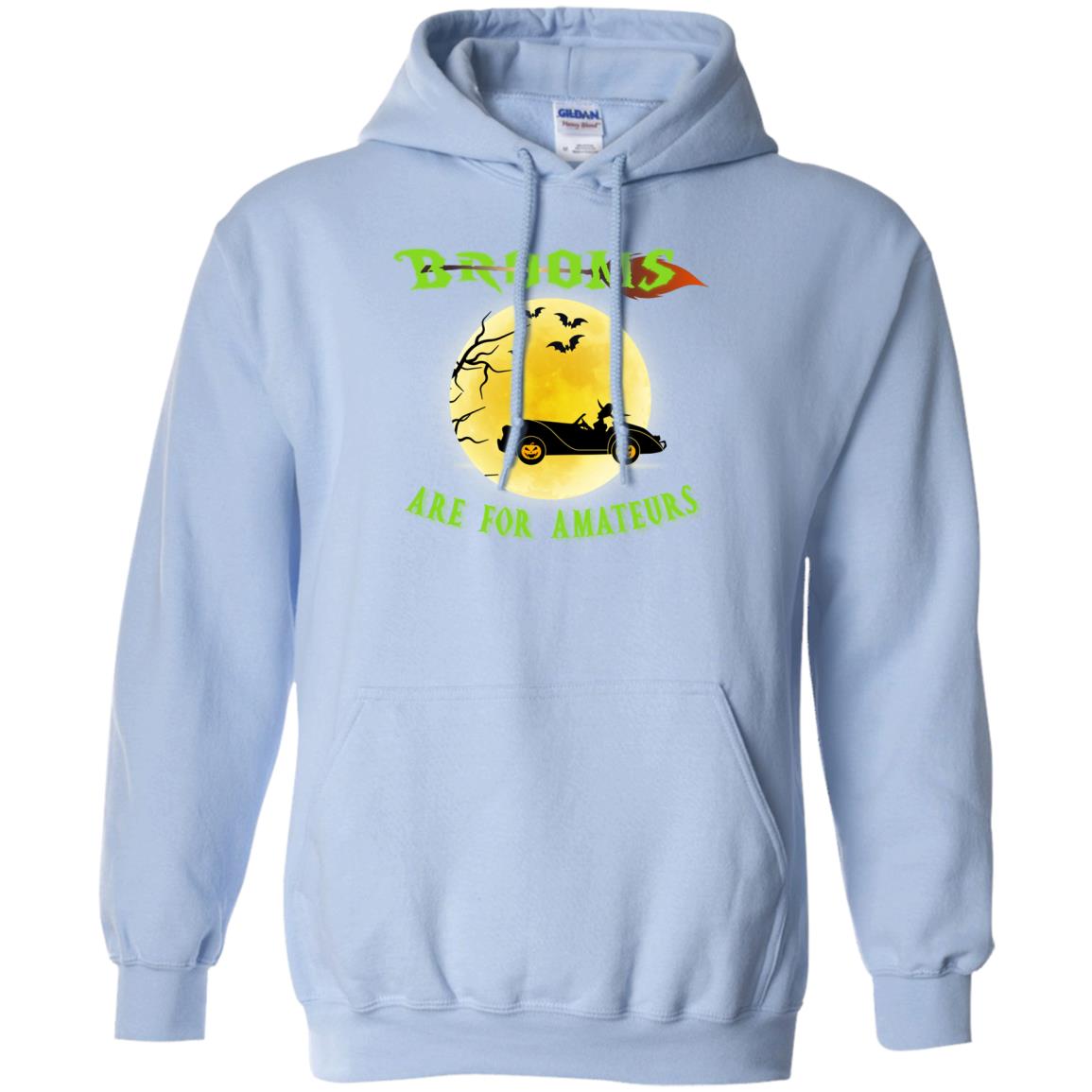 Brooms Are For Amateurs Witches Drive Car Funny Halloween Shirt Light Blue