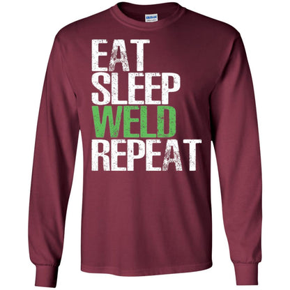 Welding T-shirt Eat Sleep Weld Repeat Maroon
