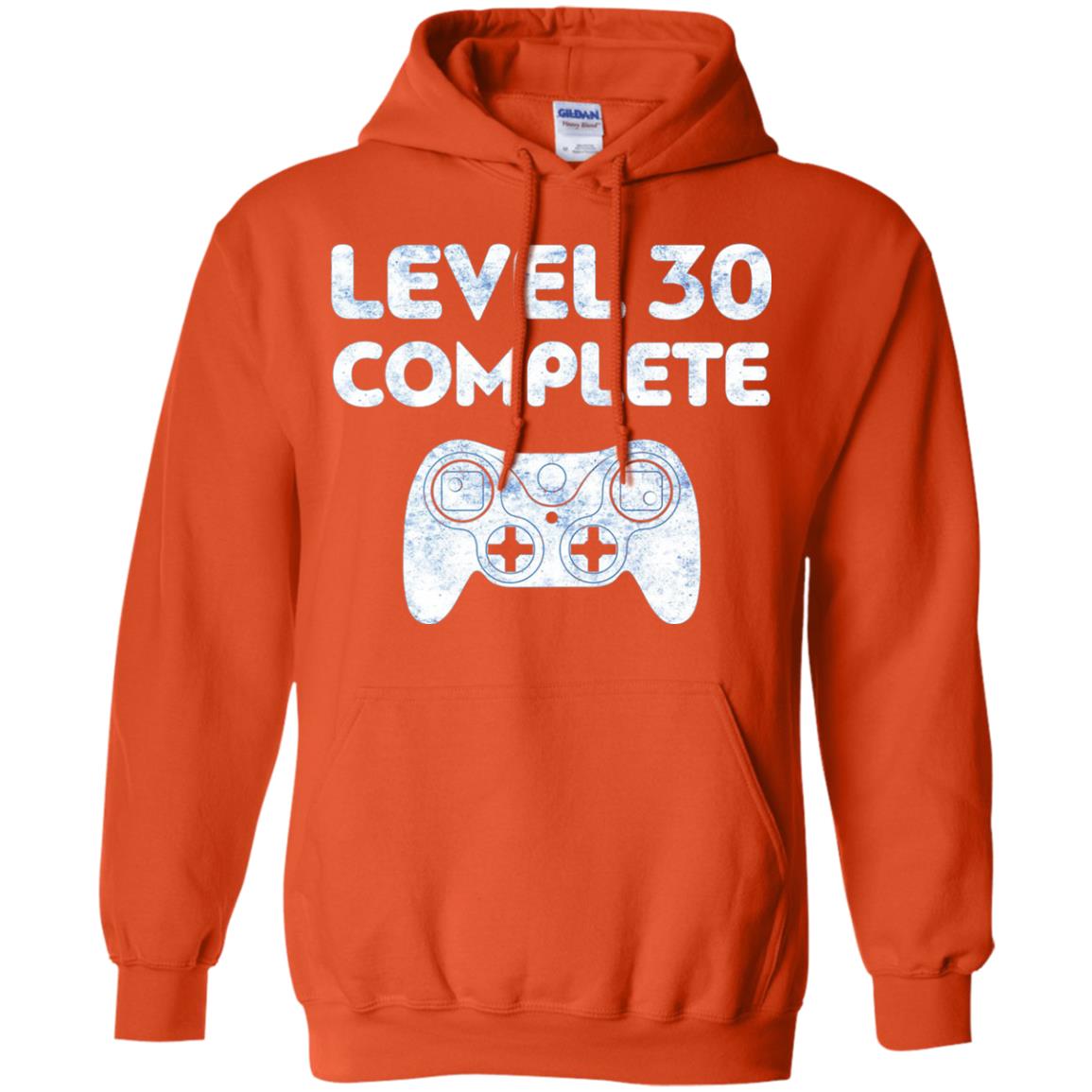 Level 30 Complete Video Gamer 30th Birthday Shirt Orange