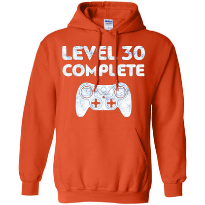 Level 30 Complete Video Gamer 30th Birthday Shirt Orange