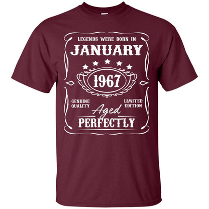 Legends Were Born In January 1967 51th Birthday T-shirt Maroon